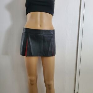 Elegant Moments L6233 Women's Luxury Real Leather Pleated Skirt W/Back Zip Nwot